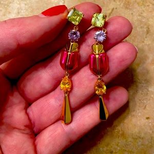 Kate Spade Pink and Gold Long Dangle Earrings